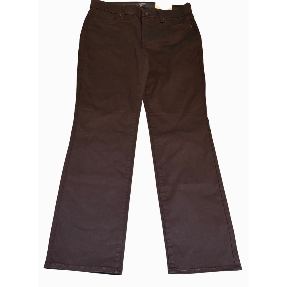 NYDJ Marilyn Straight Pants Women Size M Black Waist Match Lift Tuck Pocket 32in